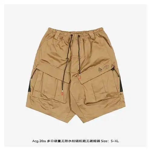 Acg 20ss multi-pocket heavy duty waterproof zipper functional cargo shorts