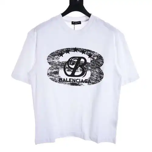 BLCG mottled distressed letter print short-sleeved T-shirt