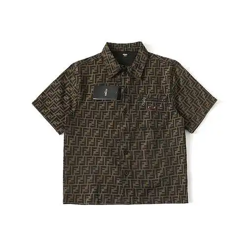 Fendi/FD little monster ss24 summer new FF jacquard shirt short sleeves