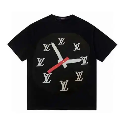 LV/Louis Vuitton 23ss clock three-dimensional foam printed short-sleeved T-shirt