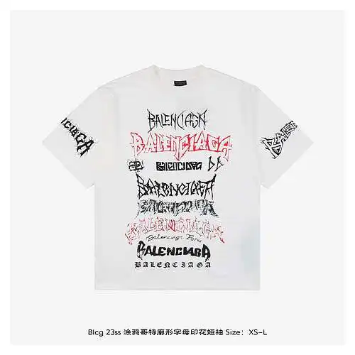 Blcg 23ss graffiti goth silhouette letter print short sleeves