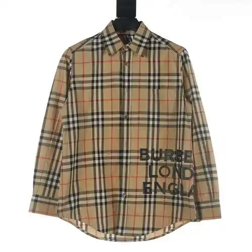 BBR/Burberry BBR plaid hem letter LOGO long-sleeved shirt