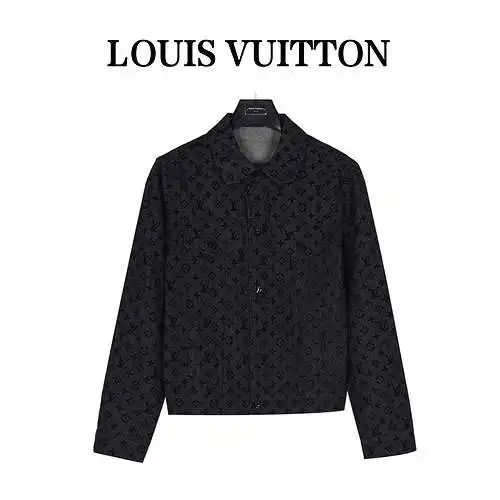 LV/Louis Vuitton full logo letter flocked denim jacket