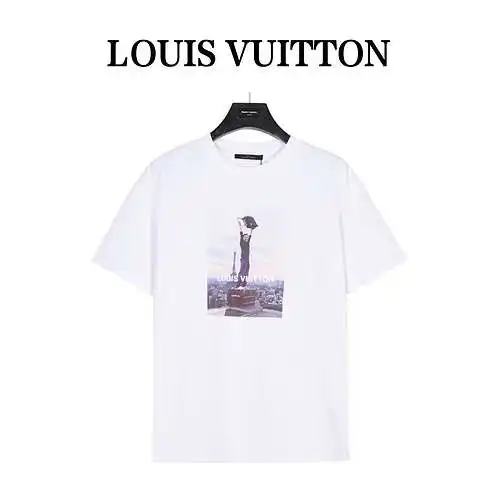 LV Louis Vuitton 23ss catwalk Horizon trolley case pattern digital printed short-sleeved T-shirt