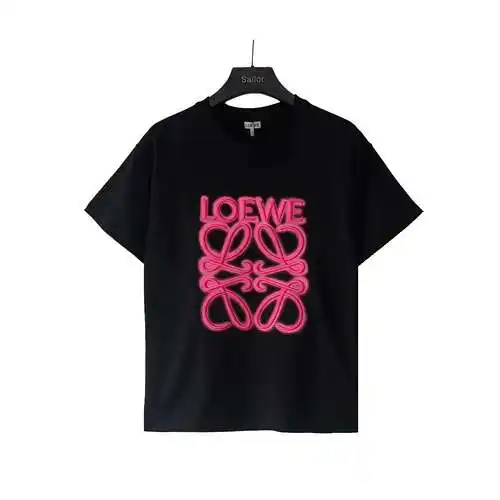 LE Loewe neon embroidered fluorescent pink short-sleeved T-shirt