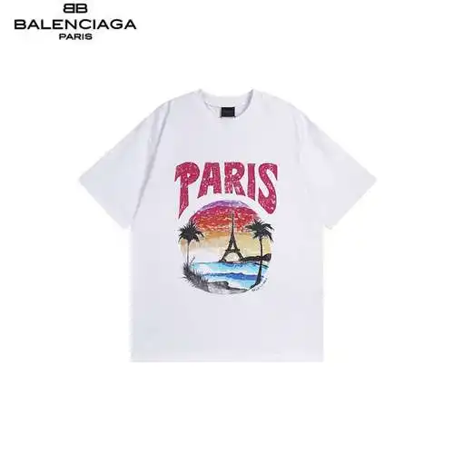 BLCG/Balenciaga Hawaii Sunset Coconut Tower Washed and Distressed Short Sleeves
