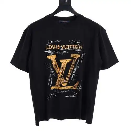 LV hand-painted graffiti large letter printed short sleeves