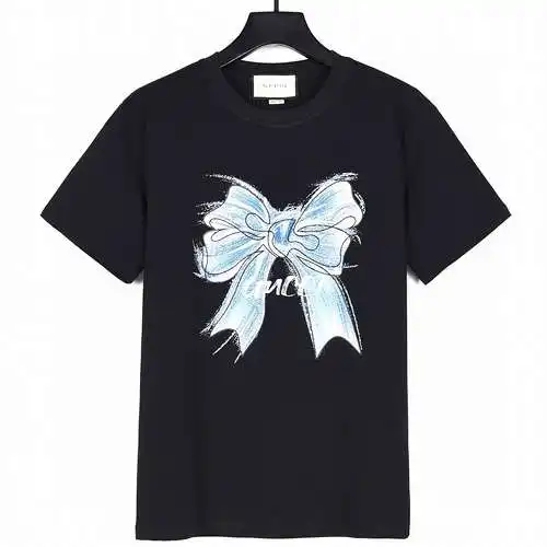GC Gucci 24ss new blue bow print short sleeves