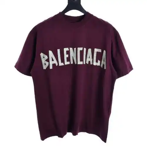 BLCG 24ss maroon tape letter short-sleeved T-shirt
