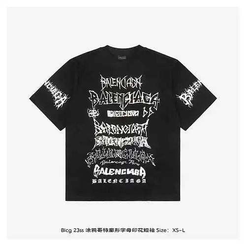 Blcg 23ss graffiti goth silhouette letter print short sleeves