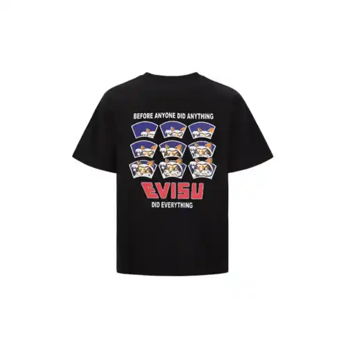 EV*ISU Lucky God Seagull Lucky Cat Print Short Sleeve