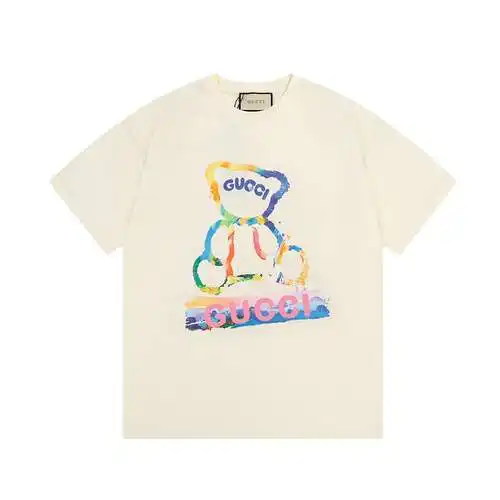 GC Gucci Double G watercolor bear printed short-sleeved T-shirt