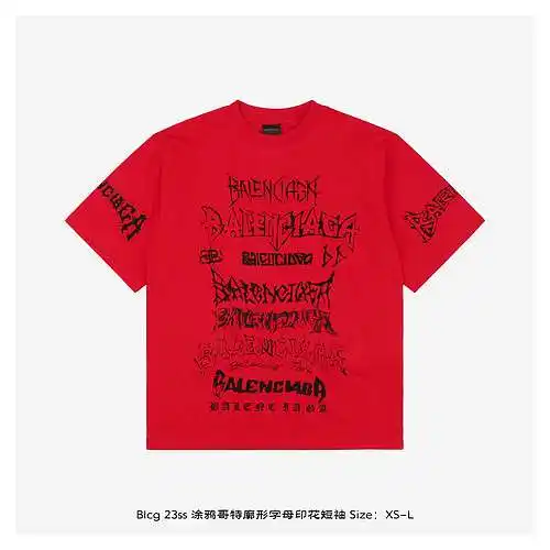Blcg 23ss graffiti goth silhouette letter print short sleeves