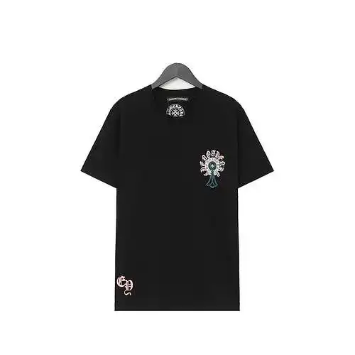 CH Crow Heart Sanskrit Cross Print Short Sleeves