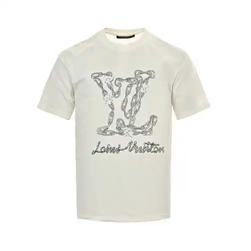LV/Louis Vuitton 24ss line chain embroidered logo short sleeves