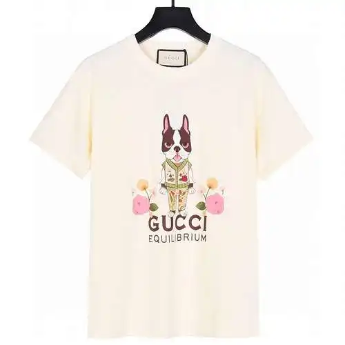 GC Gucci 24ss new flower and French bulldog dog cartoon print short-sleeved T-shirt
