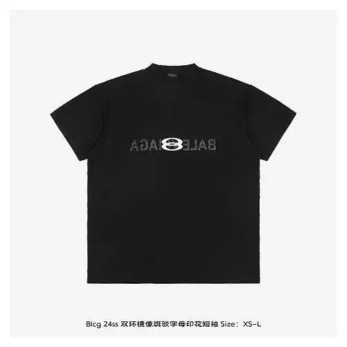 Blcg 24ss double ring mirror mottled letter print short sleeves