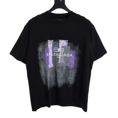 BLCG24ss new purple pattern classic logo letter printed short-sleeved T-shirt