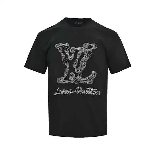 LV Louis Vuitton 24ss line chain embroidered logo short sleeves