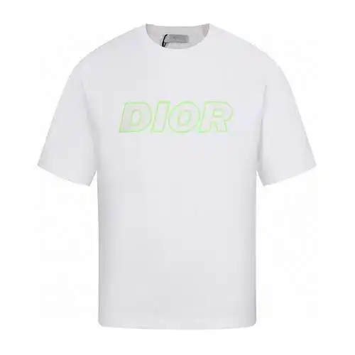 CD Dior 2024ss latest model leather label logo foam and embroidered round neck short-sleeved T-shirt