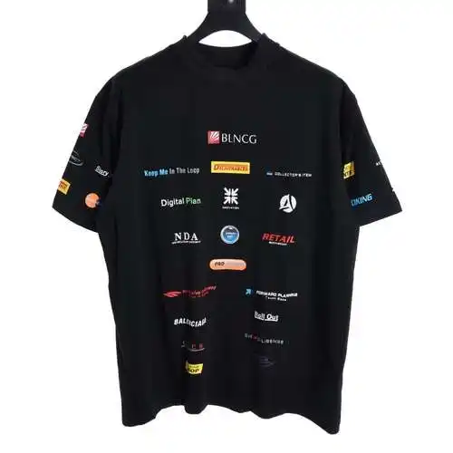 BLCG 24ss racing suit multi-element label printed short-sleeved T-shirt
