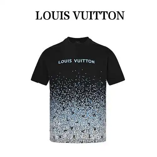 LV/Louis Vuitton 23ss blue and white small square printed short sleeves