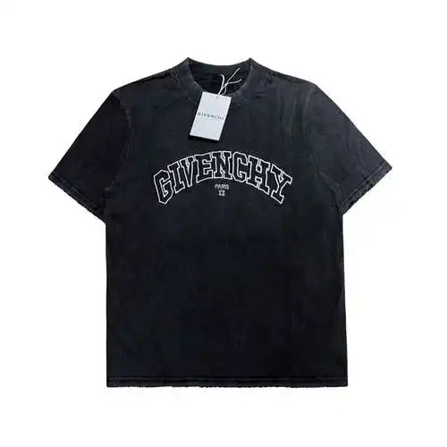 GVC/Givenchy washed distressed finely embroidered short-sleeved T-shirt