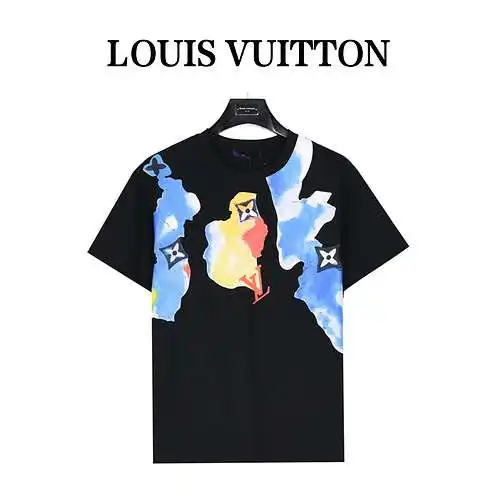 LV Louis Vuitton watercolor graffiti short-sleeved T-shirt