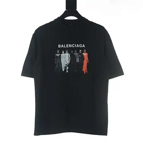Balenciaga BLCG show model portrait Kangli printed short-sleeved T-shirt