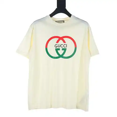 GUC GUC red and green double G letter printed short-sleeved T-shirt