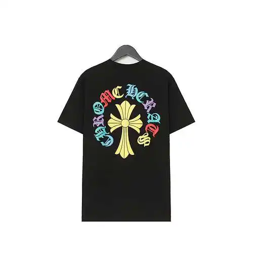 CH Crow Heart Colorful Sanskrit Cross Print Short Sleeves