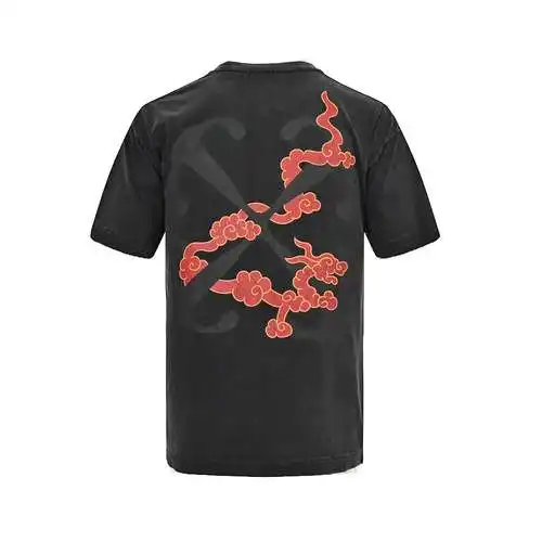 OW24ss Chinese style auspicious cloud and dragon print short sleeves