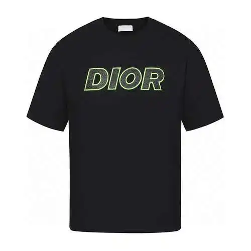 CD Dior 2024ss latest model leather label logo foam and embroidered round neck short-sleeved T-shirt