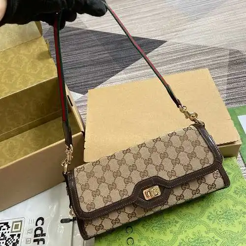 Bolso de axila Bolso de mujer GG Bolso de hombro GG Hecho de cuero original superior importado Versi
