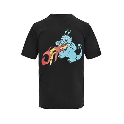 OW 24ss Year of the Dragon series fire-breathing dragon print washed short-sleeves