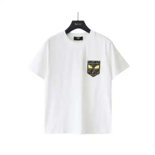 FD Fendi monster leather patch short-sleeved T-shirt