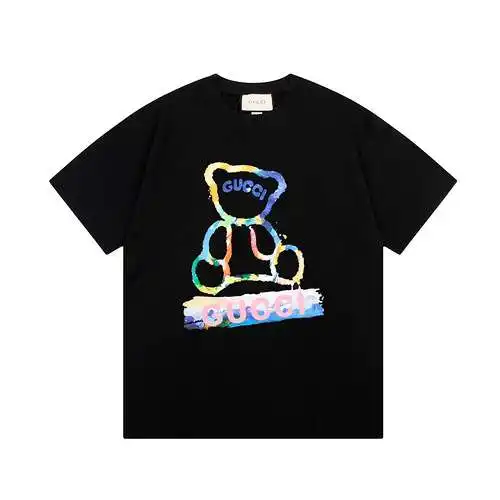 GC Gucci Double G watercolor bear printed short-sleeved T-shirt