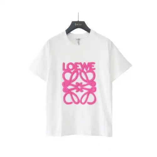 LE Loewe neon embroidered fluorescent pink short-sleeved T-shirt