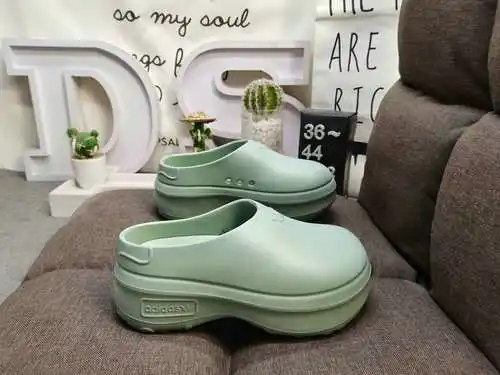053Dadidas Adifom Stan Mule trébol zapatillas casuales de suela gruesa, zapatos que realzan, materia