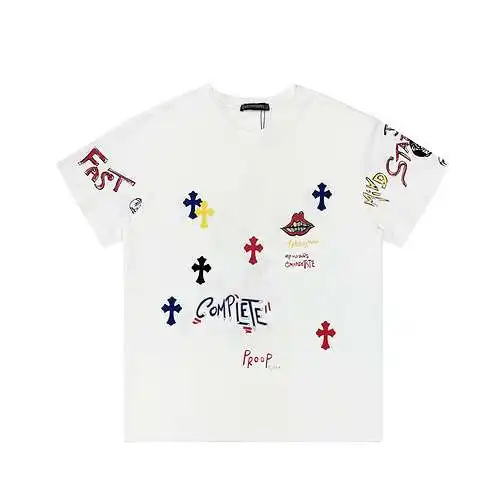 CH Crow Heart Graffiti Printed Cross Short Sleeves