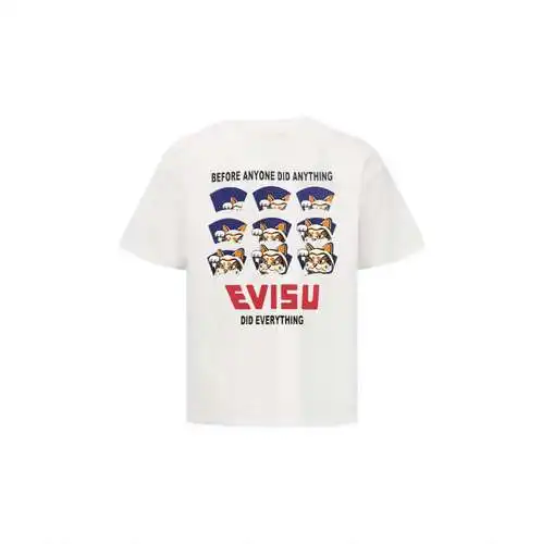 EV*ISU Lucky God Seagull Lucky Cat Print Short Sleeve