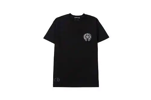 CH Crow Heart Sanskrit Horseshoe Print Short Sleeve