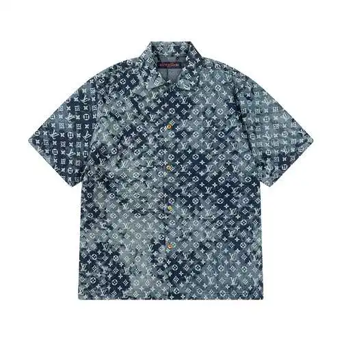 LV/Louis Vuitton Presbyopia printed LoGO logo washed denim shirt