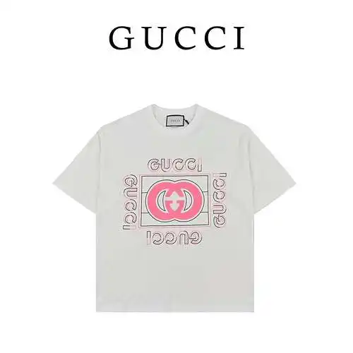 Gucci guc pink double g interlocking print short sleeves