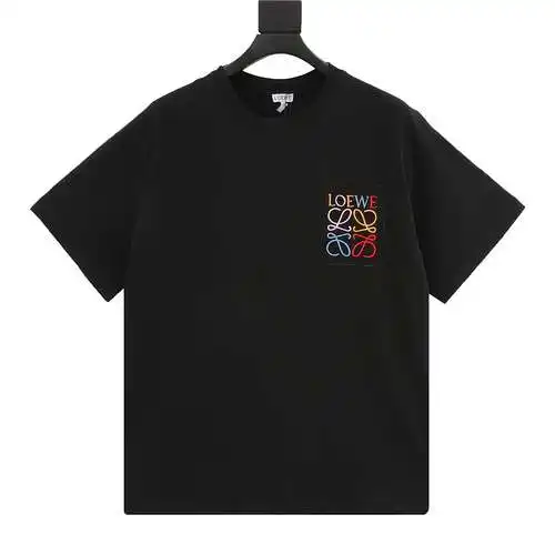 LE/Loewe Pocket logo three-dimensional color contrast embroidery short-sleeved T-shirt