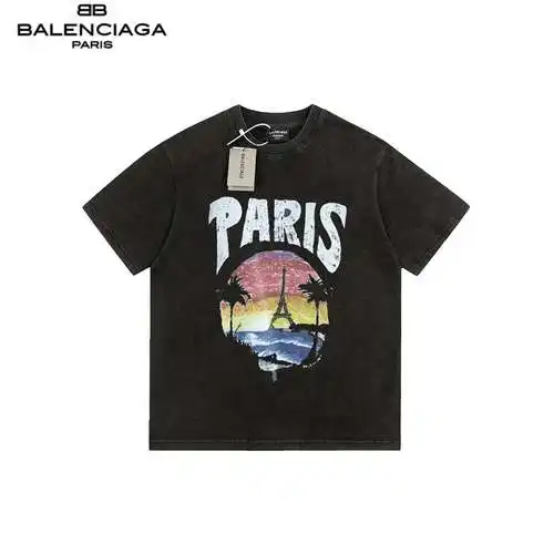 BLCG/Balenciaga Hawaii Sunset Coconut Tower Washed and Distressed Short Sleeves