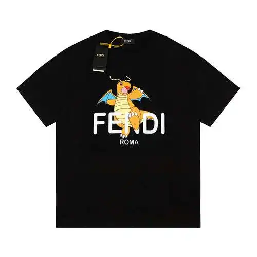 FD FENDI Fujiwara Hiroshi FRAGMENT Year of the Dragon Charmander Short Sleeve Black