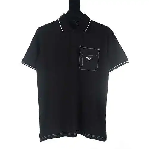 Prada PRD chest pocket triangle logo short-sleeved polo shirt