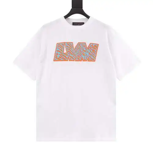 1V embroidered letters LOGO round neck short sleeves