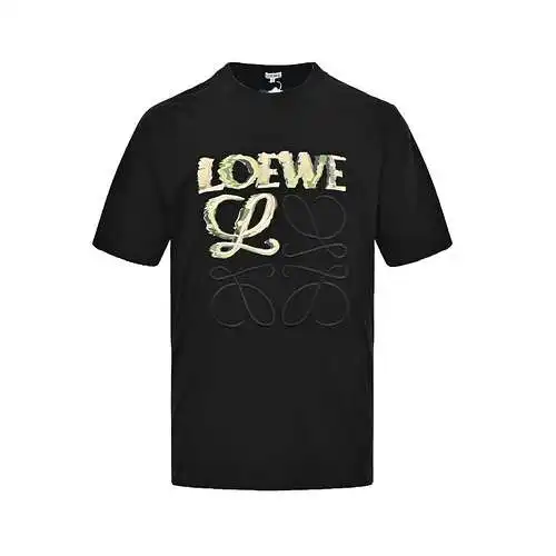 LE/Loewe 24ss graffiti embroidered letter logo short sleeves